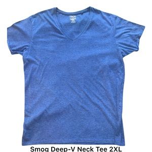 Smog Basic Slim Fit Deep V-Neck Tee XXL Blue
